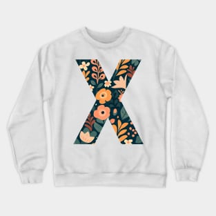 Whimsical Floral Letter X Crewneck Sweatshirt